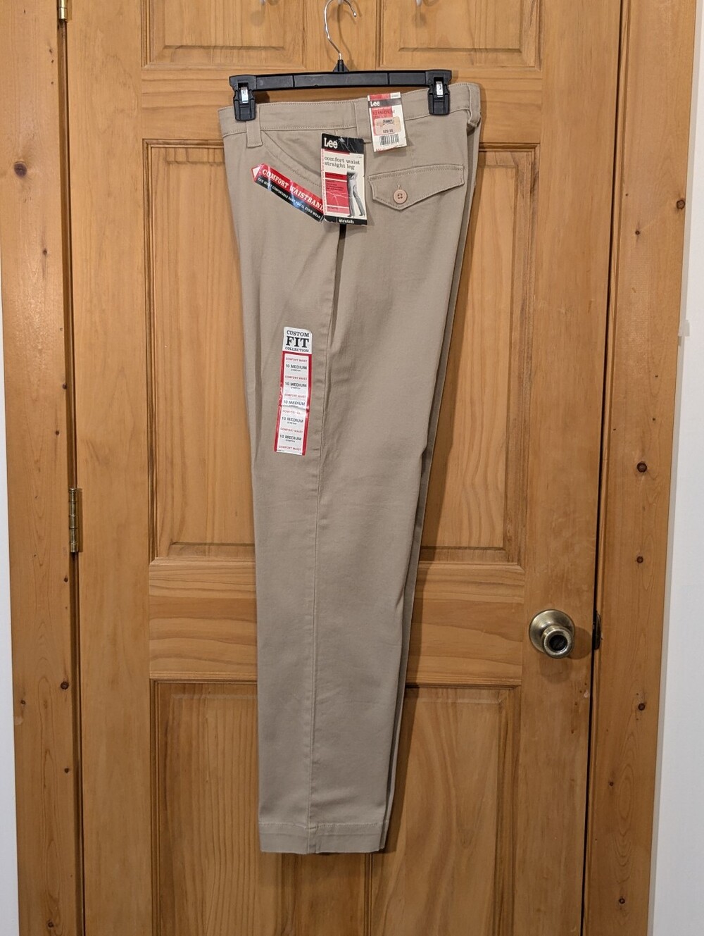 Lee Pants Comfort Waist Straight Leg Khaki Womens 10 Med Trousers Custom Fit NWT